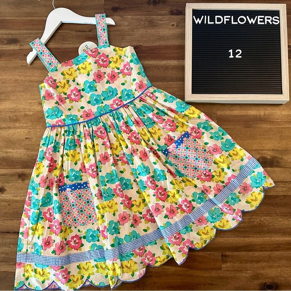NWT Wildflowers La La Land Maeve Dress Sleeveless Floral Gingham Pockets 12